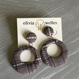 Olivia Welles Checkered Brown Earrings